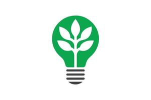 A green light bulb with a leaf inside vector