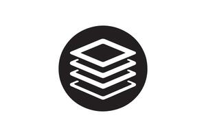 A black and white logo with a stack of books vector