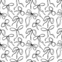 Seamless pattern with bows. Minimalist black outline linear trendy sketch style. illustration for fashion, textile, packaging, digital prints, invitation, scrapbooking, logo vector