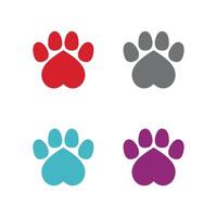 Set Colorful Heart Paw Print Logo Template Illustration Design. EPS 10. vector