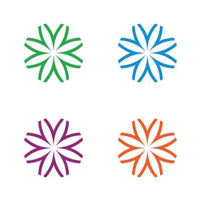 Set Colorful Star Flower Logo Template Illustration Design. EPS 10.