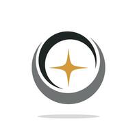 Circle Swoosh with Sparkling Gold Star Logo Template Illustration Design. EPS 10. vector