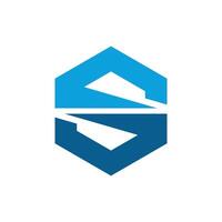 Blue S Letter Hexagon Shape Logo Template Illustration Design. EPS 10. vector