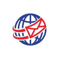 Flying Envelope Email Globe Logo Template Illustration Design. vector