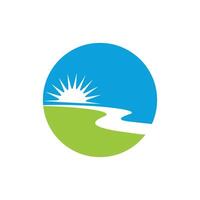 Sun and Creek Circle Logo Template Illustration Design. EPS 10. vector