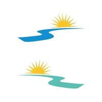 Sun and Creek Logo Template Illustration Design. EPS 10. vector