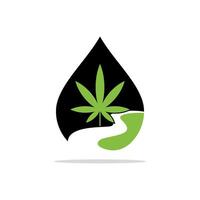 Green Cannabis Leaf and Drop Water icon logo template Illustration Design. EPS 10. vector
