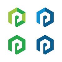 set P Letter in Hexagon Shape Logo Illustration Design. EPS 10. vector