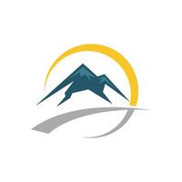 Mountain and Swoosh Sun Logo Template Illustration Design. EPS 10. vector