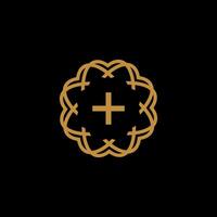 Gold cross in ornamental Illustration Design. EPS 10. vector