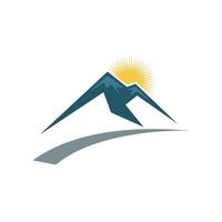 Mountain and Sun Logo Template Illustration Design. EPS 10. vector