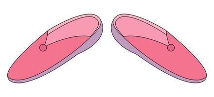 A pair of pink flat slippers with a simple design. illustration. vector
