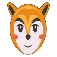 Smiling fox face with orange fur and big ears. illustration. vector