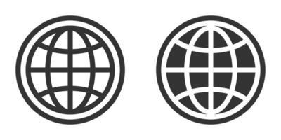 Two globe icons with bold, simple lines. vector