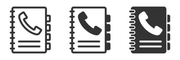 Set of phonebook designs in bold lines. vector