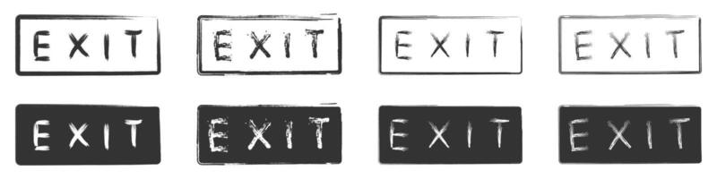 Set of exit signs in brush typography. vector