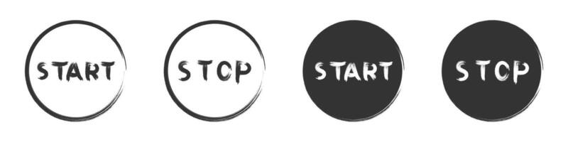 Circular start and stop signs in brush style. vector