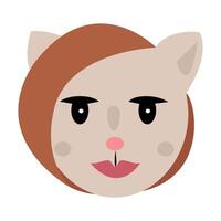 Beige mouse face with red hair and expressive dark eyes. vector