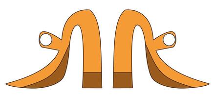 Stylish orange heeled shoes with a unique looped design. vector