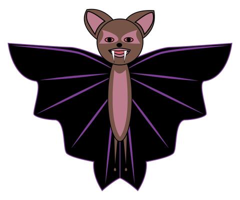 Bat character with a human face and playful design elements