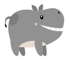 PrintCartoon hippo displays a cheerful expression and poses playfully. vector