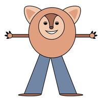 Whimsical character with animal-like features and playful expression vector