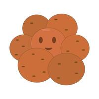 illustration of a smiling cartoon potato cluster, conveying nutrition, freshness, and agricultural produce with a playful touch. vector