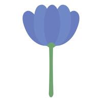 illustration of a single blue flower with green stem, perfect for floral, nature, or botanical designs. vector
