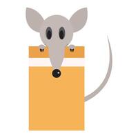 Adorable mouse peeking out of a gift box in illustration. vector