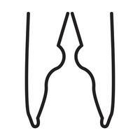 line drawing of simple tongs in black and white. vector