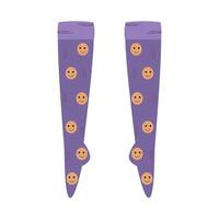 icon of purple socks with smiley face pattern in flat style. vector