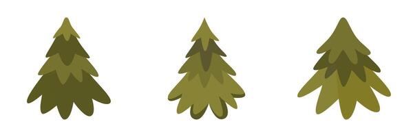 Set of pine tree icons with simple, flat design. vector