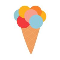 of a multi-scoop ice cream cone with bright colors. vector