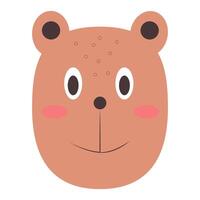 of a simple cartoon bear face with a friendly smile. vector