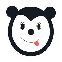 of a cartoon bear face with playful expression and tongue out. vector