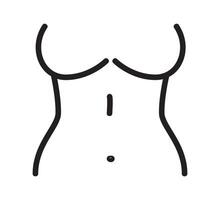 outline of a stylized torso in a minimal black line style. vector