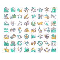 Biodiversity RGB color icons set. Species diversity. Ecosystem services. Environmental threats, food chains. Isolated illustrations. Simple filled line drawings collection. Editable stroke vector