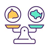 Species balance RGB color icon. Scale with mammal and fish on opposite sides. Biodiversity and ecological balance. Isolated illustration. Simple filled line drawing. Editable stroke vector