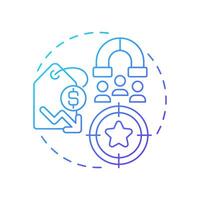 Cost focus blue gradient concept icon. Lowest cost producer within niche. Business competitive advantage. Round shape line illustration. Abstract idea. Graphic design. Easy to use in brochure vector