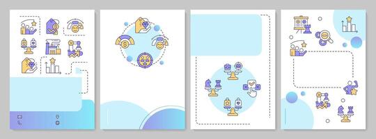 Strategic positioning blue circle brochure template. Differentiating business from competition. Leaflet design with linear icons. Editable 4 layouts vector