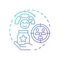 Differentiation focus blue gradient concept icon. Unique needs and preferences. Business competitive advantage. Round shape line illustration. Abstract idea. Graphic design. Easy to use in article vector