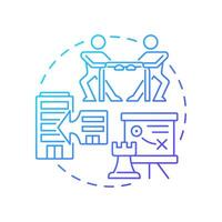 Offensive strategy blue gradient concept icon. Active aggressive commerce. Competitive business management. Round shape line illustration. Abstract idea. Graphic design. Easy to use in brochure vector