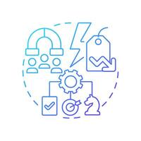 Predatory pricing blue gradient concept icon. Driving out competitors with low prices. Competitive strategy. Round shape line illustration. Abstract idea. Graphic design. Easy to use in brochure vector