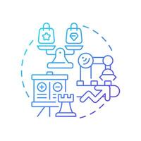 Comparative advantage blue gradient concept icon. Lower cost of goods production. Business development strategy. Round shape line illustration. Abstract idea. Graphic design. Easy to use in brochure vector