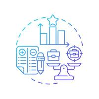 Competitive benchmarking blue gradient concept icon. Company performance. Business processes analytics. Round shape line illustration. Abstract idea. Graphic design. Easy to use in brochure vector