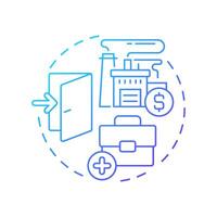 Potential for new entrants blue gradient concept icon. Difficult with entering industry. Porter 5 forces. Round shape line illustration. Abstract idea. Graphic design. Easy to use in article vector