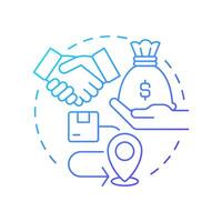 Supplier power blue gradient concept icon. Influence price and terms of services providing. Porter 5 forces. Round shape line illustration. Abstract idea. Graphic design. Easy to use in brochure vector