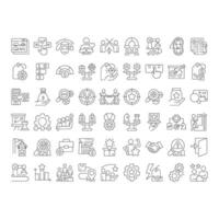 Competitive strategy linear icons set. Comparing business advantage to best competitors. Company growth. Customizable thin line symbols. Isolated outline illustrations. Editable stroke vector