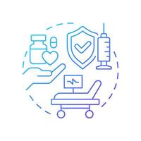 Good health and well being blue gradient concept icon. Pharmaceutical treatment, medicine. Round shape line illustration. Abstract idea. Graphic design. Easy to use in infographic, presentation vector