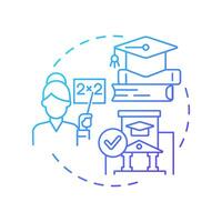Quality education blue gradient concept icon. Professional teacher, graduation. Skill development. Round shape line illustration. Abstract idea. Graphic design. Easy to use in infographic vector